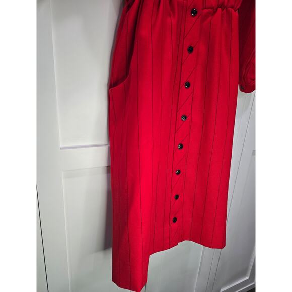 Vintage 1980s Sears“The Fashion Place” Red Striped Shirt Dress – Size 16 (union) - Picture 6 of 16